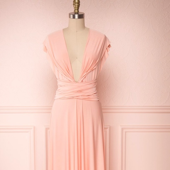 Blush pink floor-length convertible evening gown - Picture 1 of 7